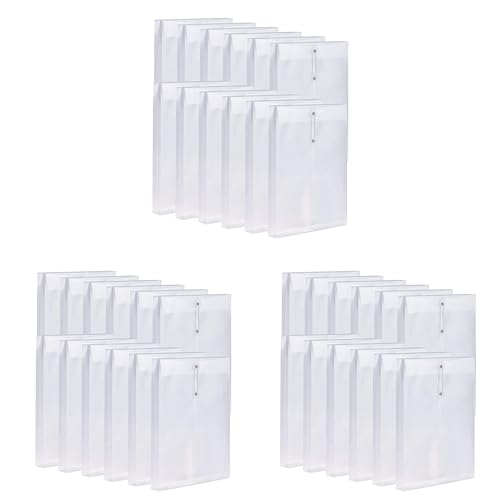 Benssey 36Er Pack Durchsichtige Kunststoffumschläge Poly-Umschläge Erweiterbare Dateien Dokumentenmappen mit Knopf und Kordelverschluss A4 von Benssey