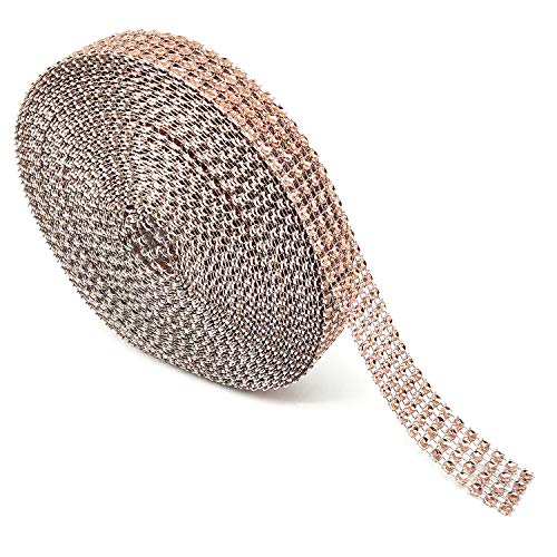 4 Reihen 9.1m Acryl Rhinestone Strass Diamant Deko Strasssteine Band Borte Mesh Strassband Dekoband für Hochzeitstorte, Geburtstag Dekorationen, DIY Verzierung Kunst und Handwerk (Rose Gold) von Benvo