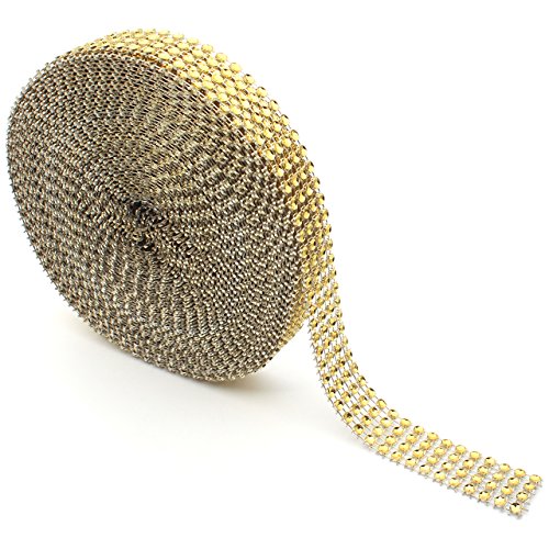 Benvo 4-reihiges 9,1 m Acryl-Diamant-Strassband, Rolle für Hochzeitstorten, Geburtstagsdekorationen, Babypartys, Veranstaltungen und Kunst- und Bastelprojekte, 2,3 x 9,1 m, Gold Benvo 4-reihiges 9,1 m Acryl-Diamant-Strassband, Rolle für Hochzeitstorten, Geburtstagsdekorationen, Babypartys, Veranstaltungen und Kunst- und Bastelprojekte, 2,3 x 9,1 m, Gold von Benvo