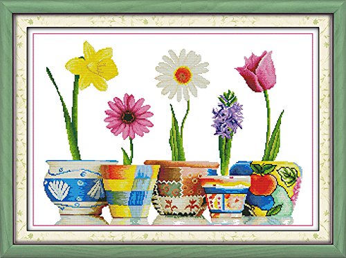 Benway Kreuzstich-Set, Motiv 5 Blumen, Fadendichte 14, 65 x 47 cm Benway Kreuzstich-Set, Motiv 5 Blumen, Fadendichte 14, 65 x 47 cm von Benway