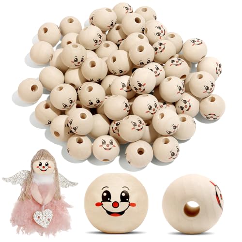 100 Stück Holzperlen Mit Gesicht 20mm Holzkugeln Mit Gesicht Holzkugeln Perlen Gesichtern Holzkugel Holzköpfe Für Glückswürmchen Sorgenwürmchen Zum Basteln DIY von Benyong