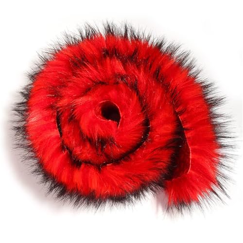Benyong 1 Stück/2 Stück/3 Stück Kunstfell Meterware 2.8 x 40 Inch Fell Zum Basteln Kunstfell Zum Basteln Plüschstoff Meterware Faux Fur Langhaarplüsch Band Kunstpelz (Hellrot,1 Stück) von Benyong
