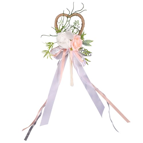 Benytro Weiße Hochzeit Blumenmädchen Zauberstab Handgemachte Feenstäbe für Waldhochzeit Brautdusche Zauberstab mit Herz Seidenband in Geschenkbox für Hochzeit Brautdusche Geburtstagsfeier (Rosa) von Benytro
