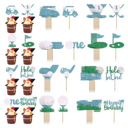 Cupcake-Aufsätze mit Loch in einem, Golf, 1. Geburtstag, Dekoration, Golf, erster Geburtstag, Cupcake-Picks, Rosa, 48 Stück Cupcake-Aufsätze mit Loch in einem, Golf, 1. Geburtstag, Dekoration, Golf, erster Geburtstag, Cupcake-Picks, Rosa, 48 Stück von Benytro