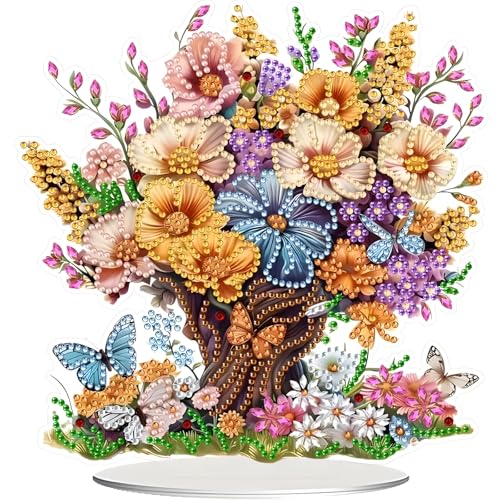 Beojonvy 5D Diamond Painting Aufsteller Blumen, Diamond-Paintings-Tischdeko, diamond paintings frühling, Diamonds-Paintings-Kinder, DIY Diamant Painting Erwachsene für Zuhause und Bürodekoration von Beojonvy