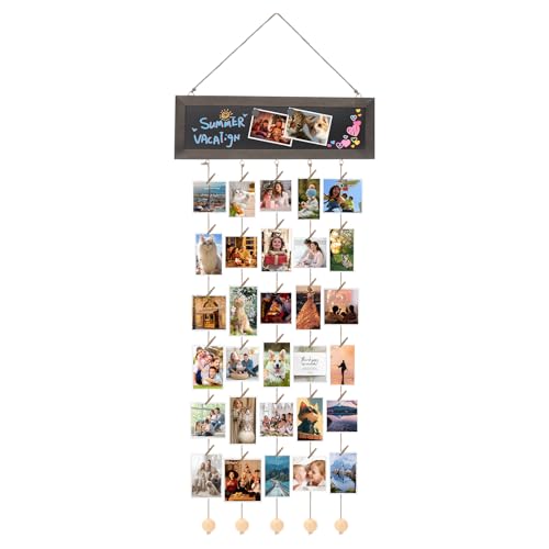 Beowanzk Hängende Foto-Anzeigetafel Fototafel Diy Bilderrahmen für Dekoration, Holz-Bilderrahmen mit 30 Clips und 3 Magnetaufklebern Beowanzk Hängende Foto-Anzeigetafel Fototafel Diy Bilderrahmen für Dekoration, Holz-Bilderrahmen mit 30 Clips und 3 Magnetaufklebern von Beowanzk