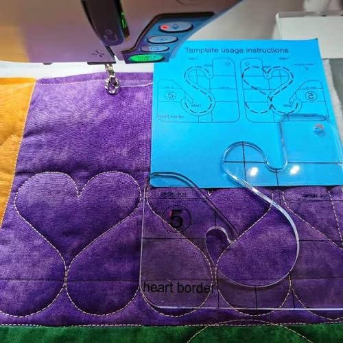 Bequilter Free Motion Quiltschablone Serie 5 für Haushaltsnähmaschinen-Lineale (Q5-02), Herz-Bordüre von Bequilter