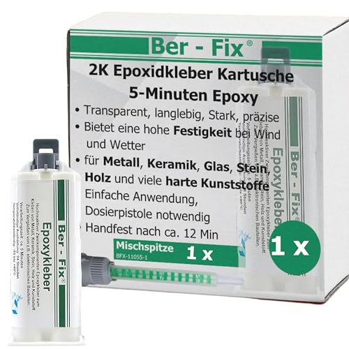 Ber-Fix 5 Min Epoxidharz Kleber EXPRESS 50g Kartusche 2k Kleber echter Epoxy Kleber 2 Komponenten Kleber Kunststoff Metall Glas Stein Beton Holz von Ber-Fix