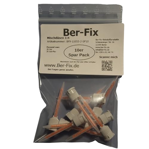 Ber-Fix 10x 4:1 Statikmischer MKHX 02-16S für 2K-Cyanacrylat, Epoxidharz & Mehr – Präzises Mischrohr für Klebstoffe von Ber-Fix