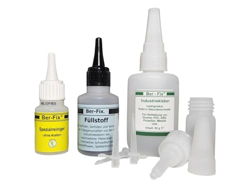 Ber-Fix Füllstoff Set L Schweißnaht Kleber aus Berlin schwarz aus 50g Industriekleber und 60g Granulat 2k Kleber extra stark Metall Kunststoff PVC ABS PLA + 3 Spitzen + Reiniger Ber-Fix Füllstoff Set L Schweißnaht Kleber aus Berlin schwarz aus 50g Industriekleber und 60g Granulat 2k Kleber extra stark Metall Kunststoff PVC ABS PLA + 3 Spitzen + Reiniger von Ber-Fix