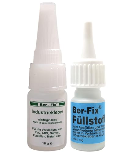 Ber-Fix Füllstoff Set S Schweißnaht Kleber aus Berlin aus 10g Industriekleber und 15g Granulat 2k Kleber extra stark Metall Kunststoff PVC ABS PLA von Ber-Fix
