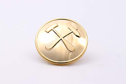 2 Stück Uniformknopf Knopf Bergbau Bergwerk Bergmannsknopf Schlägel und Eisen S&E 22mm goldfarben von Bergbautradition.de