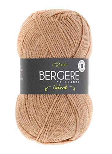 BERGÈRE DE FRANCE - IDÉAL Wollknäuel - Strickgarn 40% gekämmte Wolle - vielseitig, warm und widerstandsfähig, 4 mm - Farbe Braun, BEIGE ROSE von Bergere de France