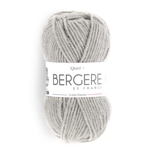 BERGÈRE DE FRANCE - SPORT+ Wolle zum stricken und häkeln (50 g) 5mm - Garn 50% gekämmte Wolle - großes rundes Garn, das keine Pillen enthält - Grau (EMBRUNS) von Bergere de France
