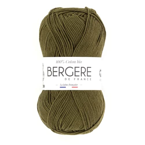 Bergère de France - 100% COTON BIO, Wolle zum stricken und häkeln (50 g) 100% Bio-Baumwolle - 3 mm - Rundgarn für den Sommer - Braun (Mousse) von Bergere de France