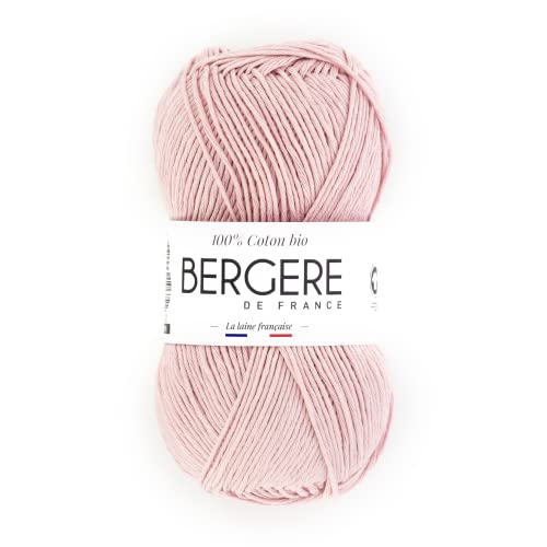 Bergère de France - 100% COTON BIO, Wolle zum stricken und häkeln (50 g) 100% Bio-Baumwolle - 3 mm - Rundgarn für den Sommer - Rosa (Blush) von Bergere de France