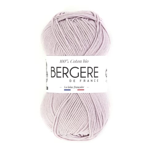 Bergère de France - 100% COTON BIO, Wolle zum stricken und häkeln (50 g) 100% Bio-Baumwolle - 3 mm - Rundgarn für den Sommer - Rosa (Lilas) von Bergere de France