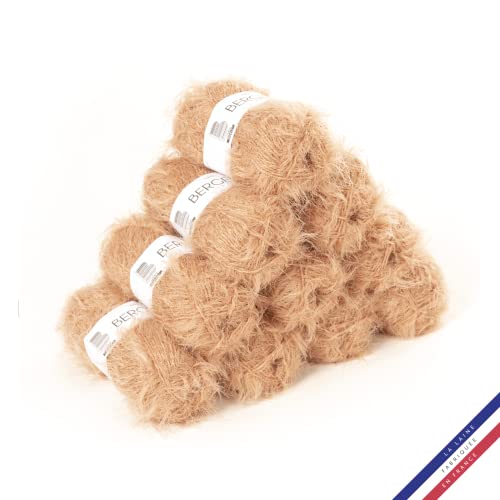 Bergère de France - ADÈLE Wolle set zum stricken und häkeln (10 x 50 g) - 72% polyamid - 4,5 mm - Ein Faden mit einem haarigen Effekt - Beige (LIEGE) von Bergere de France