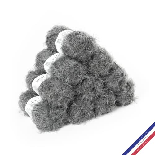 Bergère de France - ADÈLE Wolle set zum stricken und häkeln (10 x 50 g) - 72% polyamid - 4,5 mm - Ein Faden mit einem haarigen Effekt - Grau (ABÎME) von Bergere de France