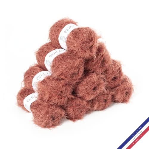 Bergère de France - ADÈLE Wolle set zum stricken und häkeln (10 x 50 g) - 72% polyamid - 4,5 mm - Ein Faden mit einem haarigen Effekt - Rot (HENNE) von Bergere de France