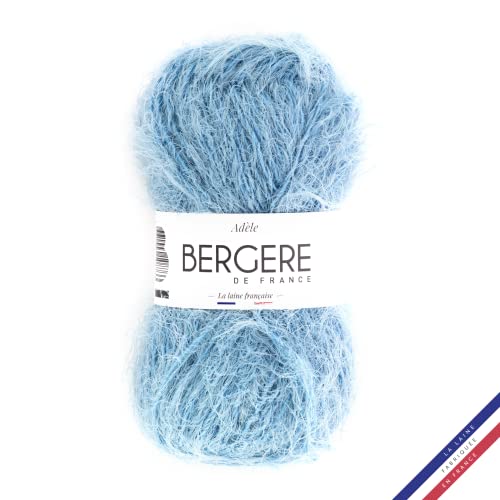Bergère de France - ADÈLE Wolle zum stricken (50 g) - 72% polyamid - 4,5 mm - Ein Faden mit einem haarigen Effekt - Blau (RUISSEAU) von Bergere de France