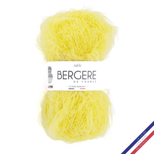Bergère de France - ADÈLE Wolle zum stricken (50 g) - 72% polyamid - 4,5 mm - Ein Faden mit einem haarigen Effekt - Gelb (POUSSIN) von Bergere de France