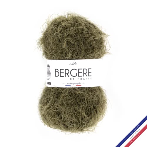 Bergère de France - ADÈLE Wolle zum stricken (50 g) - 72% polyamid - 4,5 mm - Ein Faden mit einem haarigen Effekt - Grün (OLIVE) von Bergere de France