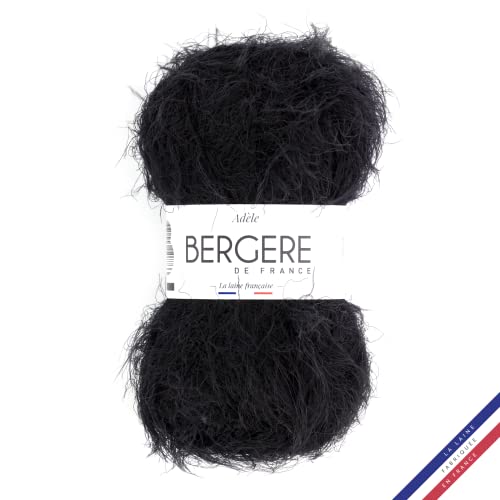 Bergère de France - ADÈLE Wolle zum stricken (50 g) - 72% polyamid - 4,5 mm - Ein Faden mit einem haarigen Effekt - Schwarz (NOIR) von Bergere de France