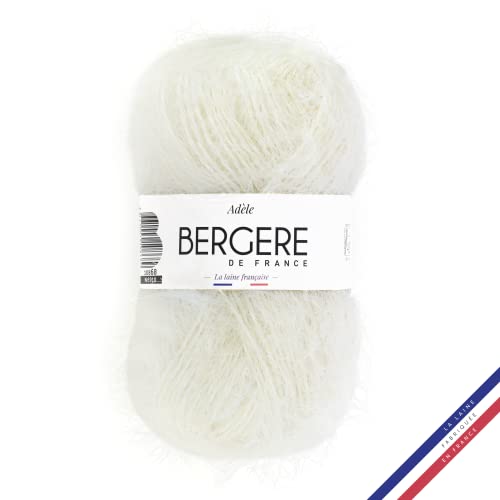 Bergère de France - ADÈLE Wolle zum stricken (50 g) - 72% polyamid - 4,5 mm - Ein Faden mit einem haarigen Effekt - Weiß (HIVER) von Bergere de France