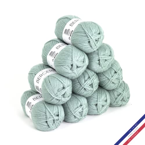 Bergère de France - BARISIENNE, Wolle set zum stricken und häkeln (10 x 50g) - 100% Acryl - 4 mm - Sehr weicher Rundfaden - Blau (BAMBOU) von Bergere de France