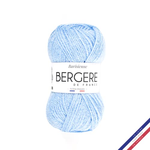 Bergère de France - BARISIENNE, Wolle zum stricken und häkeln (50g) - 100% Acryl - 4 mm - Sehr weicher Rundfaden - Blau (CLAPOTIS) von Bergere de France