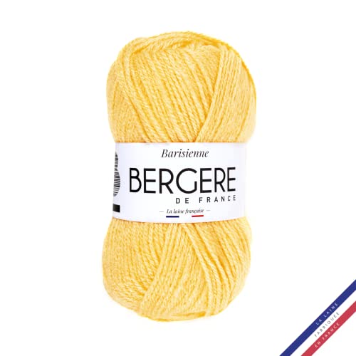 Bergère de France - BARISIENNE, Wolle zum stricken und häkeln (50g) - 100% Acryl - 4 mm - Sehr weicher Rundfaden - Gelb (BEURRE) von Bergere de France