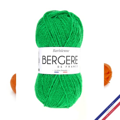 Bergère de France - BARISIENNE, Wolle zum stricken und häkeln (50g) - 100% Acryl - 4 mm - Sehr weicher Rundfaden - Grün (PRAIRIE) von Bergere de France