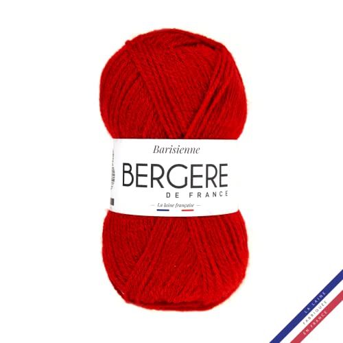 Bergère de France - BARISIENNE, Wolle zum stricken und häkeln (50g) - 100% Acryl - 4 mm - Sehr weicher Rundfaden - Rot (GERANIUM) von Bergere de France