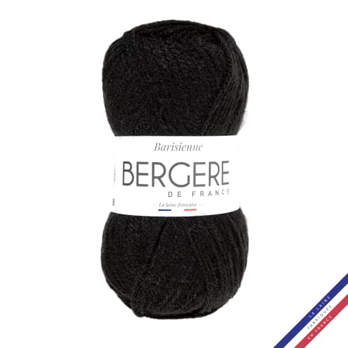 Bergère de France - BARISIENNE, Wolle zum stricken und häkeln (50g) - 100% Acryl - 4 mm - Sehr weicher Rundfaden - Schwarz (REGLISSE) von Bergere de France