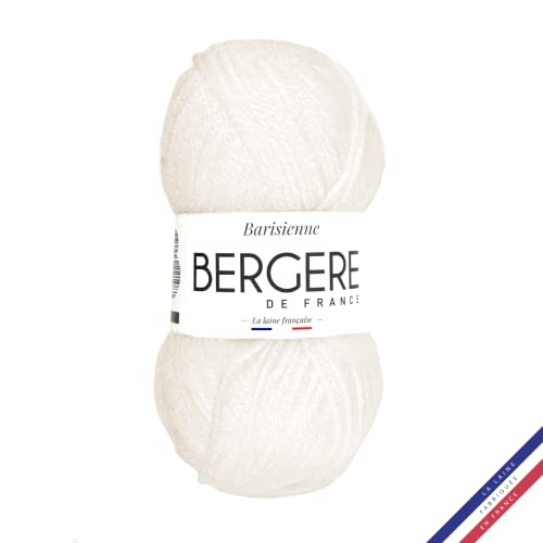 Bergère de France - BARISIENNE, Wolle zum stricken und häkeln (50g) - 100% Acryl - 4 mm - Sehr weicher Rundfaden - Weiß (IGLOO) von Bergere de France