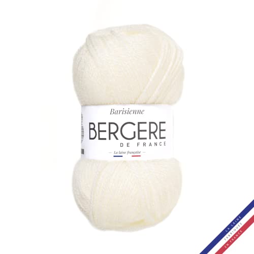 Bergère de France - BARISIENNE, Wolle zum stricken und häkeln (50g) - 100% Acryl - 4 mm - Sehr weicher Rundfaden - Weiß (MELISSE) von Bergere de France