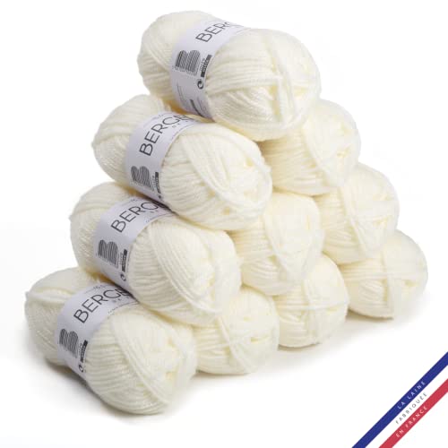 Bergère de France - BARISIENNE 7, Wolle set zum stricken und häkeln (10 x 50 g) - 100% Acryl - 6,5 mm - Weicher dicker runder Faden - Beige (CHANTLLY) von Bergere de France