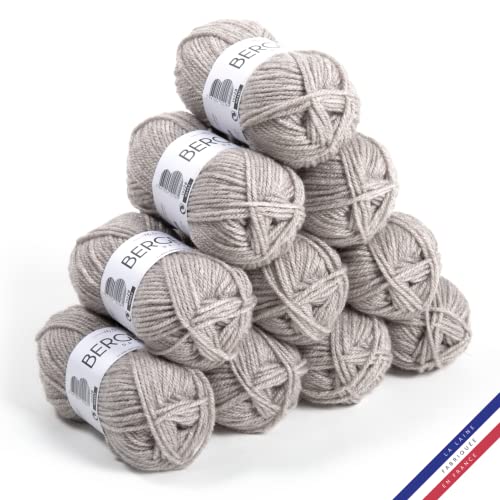 Bergère de France - BARISIENNE 7, Wolle set zum stricken und häkeln (10 x 50 g) - 100% Acryl - 6,5 mm - Weicher dicker runder Faden - Beige (GALET) von Bergere de France