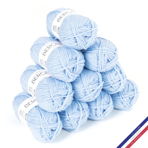 Bergère de France - BARISIENNE 7, Wolle set zum stricken und häkeln (10 x 50 g) - 100% Acryl - 6,5 mm - Weicher dicker runder Faden - Blau (CIEL) von Bergere de France