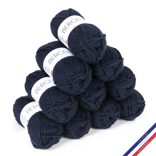 Bergère de France - BARISIENNE 7, Wolle set zum stricken und häkeln (10 x 50 g) - 100% Acryl - 6,5 mm - Weicher dicker runder Faden - Blau (CREPUSCULE) von Bergere de France