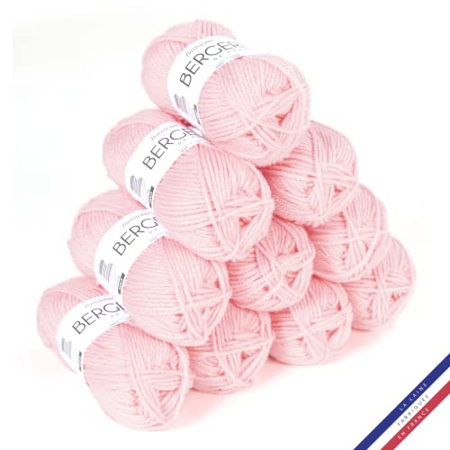Bergère de France - BARISIENNE 7, Wolle set zum stricken und häkeln (10 x 50 g) - 100% Acryl - 6,5 mm - Weicher dicker runder Faden - Rosa (CANDY) von Bergere de France