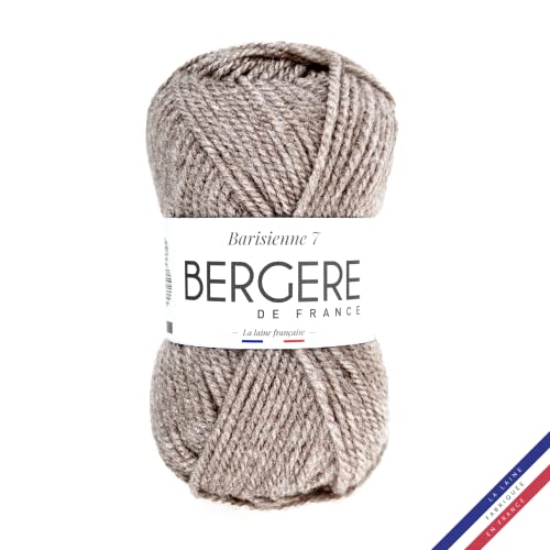 Bergère de France - BARISIENNE 7, Wolle zum stricken und häkeln (50g) - 100% Acryl - 6,5 mm - Weicher dicker runder Faden- Beige (GALET) von Bergere de France