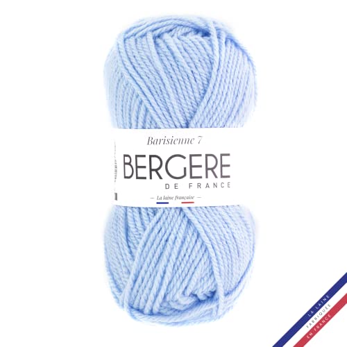 Bergère de France - BARISIENNE 7, Wolle zum stricken und häkeln (50g) - 100% Acryl - 6,5 mm - Weicher dicker runder Faden- Blau (CIEL) von Bergere de France