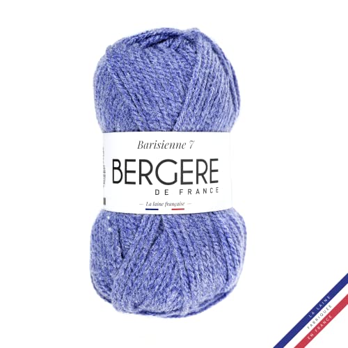 Bergère de France - BARISIENNE 7, Wolle zum stricken und häkeln (50g) - 100% Acryl - 6,5 mm - Weicher dicker runder Faden- Blau (OCEAN BLANC) von Bergere de France