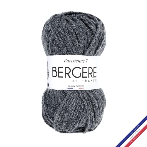 Bergère de France - BARISIENNE 7, Wolle zum stricken und häkeln (50g) - 100% Acryl - 6,5 mm - Weicher dicker runder Faden- Grau (MOUETTE) von Bergere de France