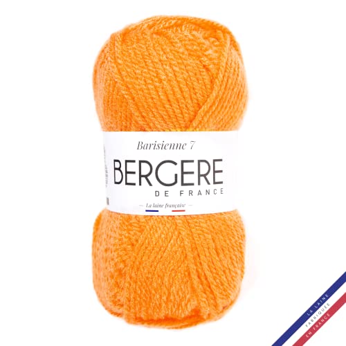 Bergère de France - BARISIENNE 7, Wolle zum stricken und häkeln (50g) - 100% Acryl - 6,5 mm - Weicher dicker runder Faden- Orange (SOUCI) von Bergere de France
