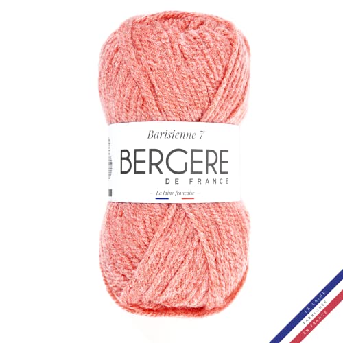 Bergère de France - BARISIENNE 7, Wolle zum stricken und häkeln (50g) - 100% Acryl - 6,5 mm - Weicher dicker runder Faden- Rosa (FRAISIER BLANC) von Bergere de France