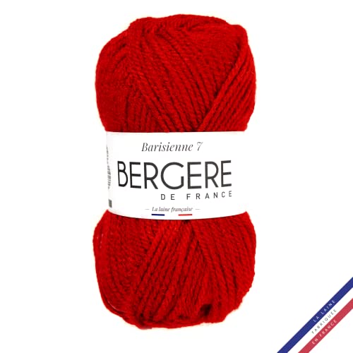 Bergère de France - BARISIENNE 7, Wolle zum stricken und häkeln (50g) - 100% Acryl - 6,5 mm - Weicher dicker runder Faden- Rot (DIABOLO) von Bergere de France