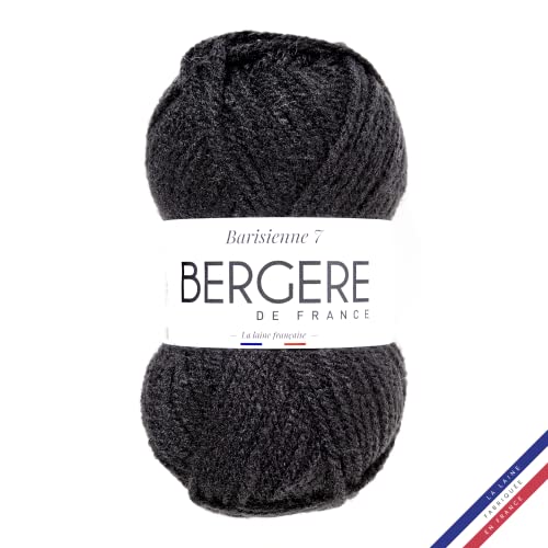 Bergère de France - BARISIENNE 7, Wolle zum stricken und häkeln (50g) - 100% Acryl - 6,5 mm - Weicher dicker runder Faden- Schwarz (TOUCAN) von Bergere de France